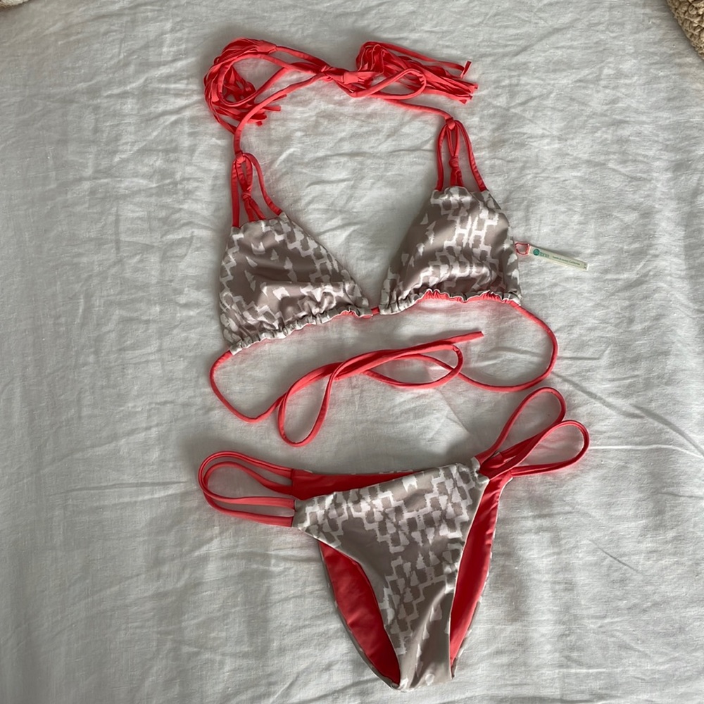 Pink, Grey & White Bettinis Swimsuit